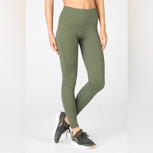 Fabletics Olive Green High Waisted Ribbed Leggings